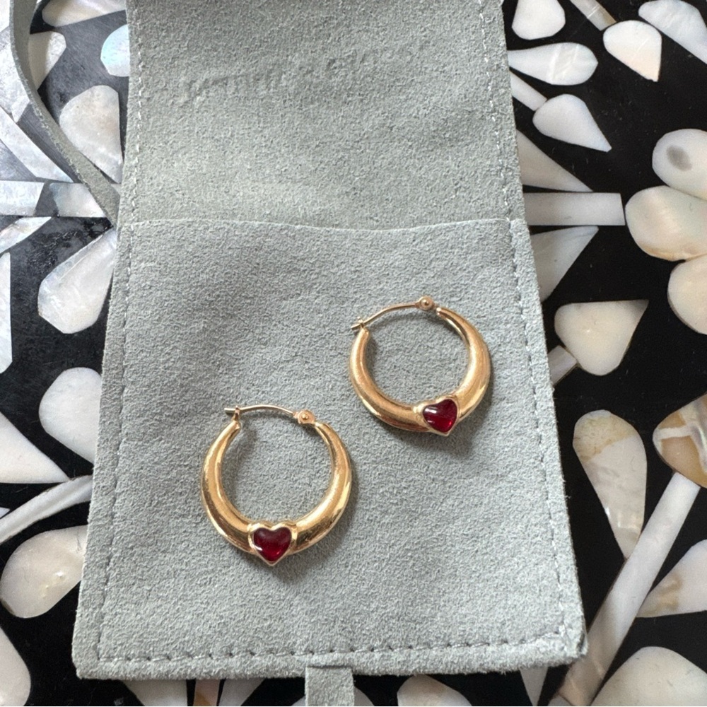 Solid 14k Gold Heart Hoop Earrings